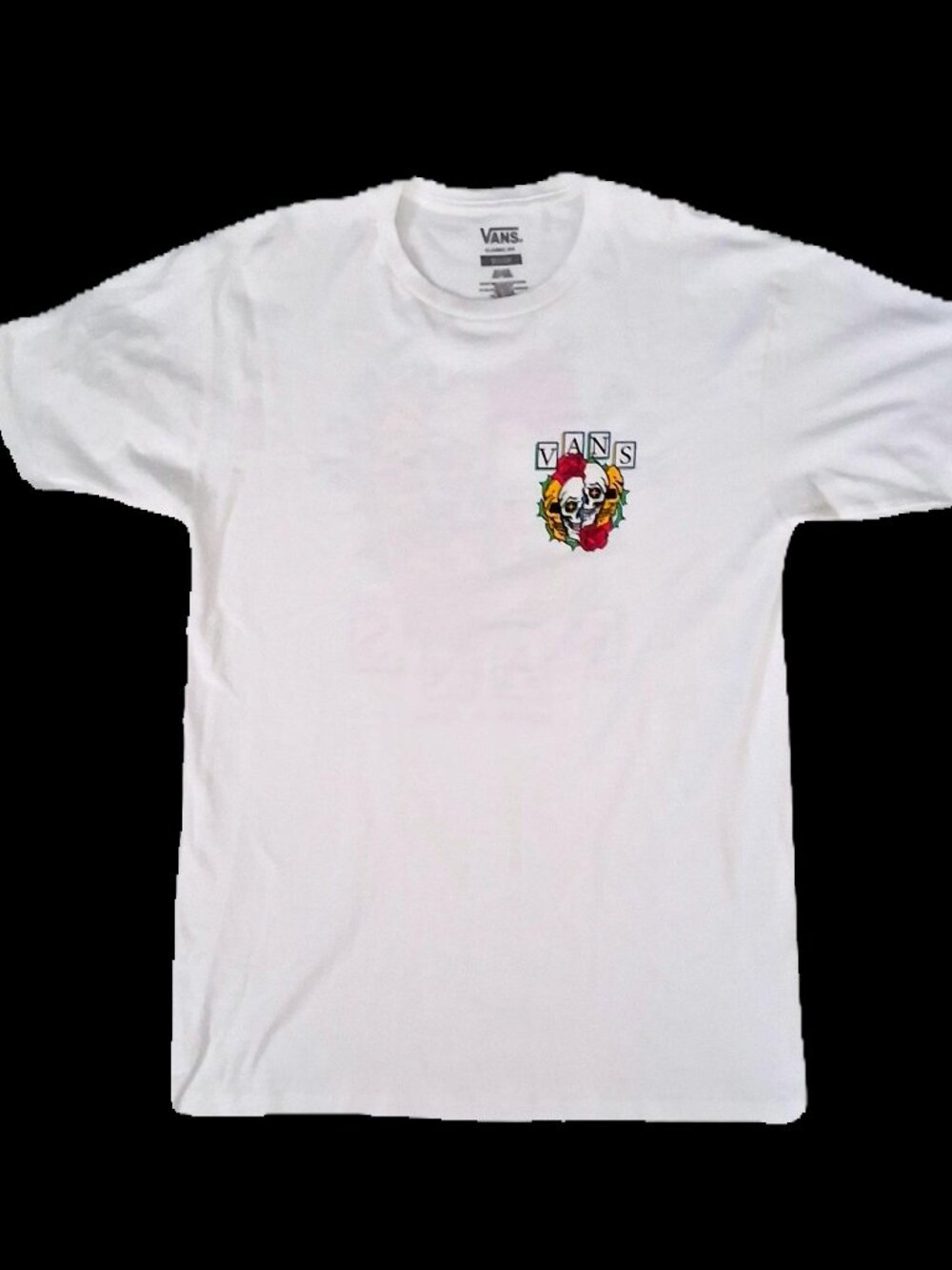 Vans Men's White Short Sleeve Skull Clown Graph Classic Fit T-shirt M